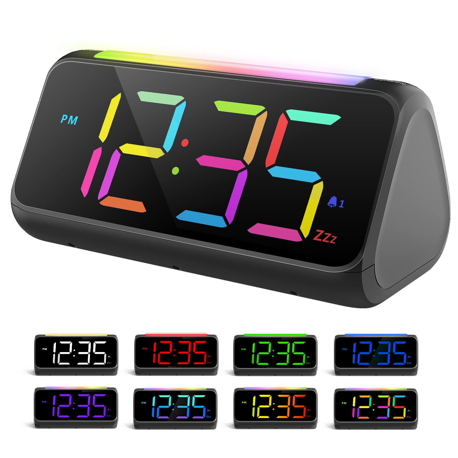Digital Alarm Clocks for Bedroom, RGB Color Changing Digital Clock, Led ...